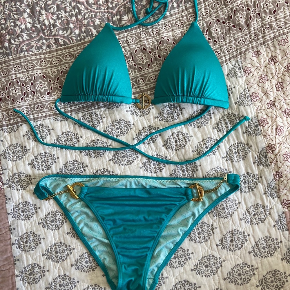 Victoria’s Secret turquoise and gold bikini set